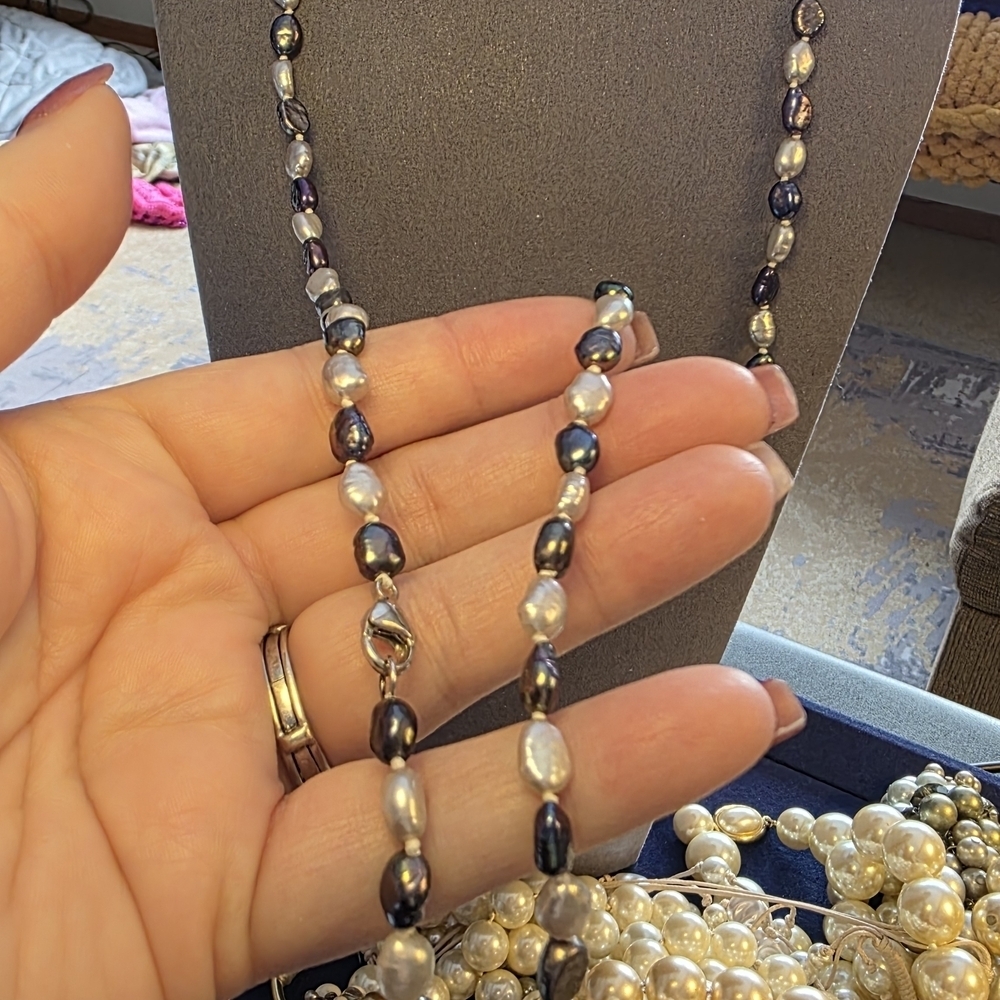 Honora 34" Freshwater Pearl Opera Necklace Peacock Ivory Sterling Clasp 282 - Picture 5 of 10